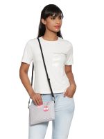 Esbeda Grey Color Polka Dots Print Nylon Material Slingbag For Women