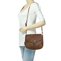 Esbeda Beige Solid Pu Synthetic Material Slingbag For Women(code-1998)