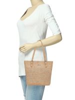 Esbeda Beige Polka Dots Pu Synthetic Material Handbag For Women(code-2175)