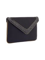 ESBEDA Black Color Solid Pu Synthetic Fabric Clutch For Women