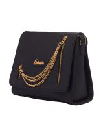 ESBEDA Black Color Solid Pu Synthetic Fabric Slingbag For Women