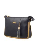Esbeda Black Solid Pu Synthetic Fabric Slingbag For Women