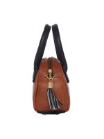 Esbeda Tan & Black Solid Pu Synthetic Sling Bag For Women