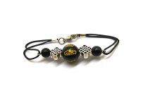 Black Onyx Om Mani Padme Hum Engraved Mystic Knot Bracelet For Reiki Healing - ( Code - Blkmaniknotbr )