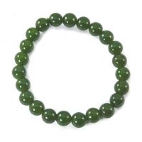 Natural Dark Green Jade 8 MM Stretch Bracelet - ( Code - Grnjdbr8 )