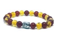 Real Citrine And Carnelian Stretch Bracelet For Men And Women ( Code Carcitbdbr )