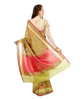 Banarasi Silk Works Party Wear Designer Green Colour Saree For Women's
