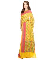 Banarasi Silk Works Party Wear Designer Gold Colour Saree For Women's