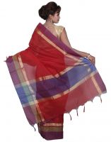Banarasi Silk Works Party Wear Designer Red Colour Cotton Saree For Women's(bsw11)