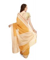 Banarasi Silk Works Party Wear Designer Mustard Colour Saree For Women's