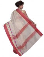 Banarasi Silk Works Party Wear Designer Cream & Pink Colour Tissue Combo Saree For Women's(bsw12_14)