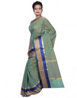 Banarasi Silk Works Party Wear Designer Purple & Green Colour Cotton Combo Saree For Women's(bsw48_50)