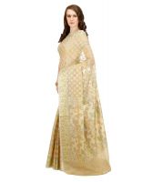 Banarasi Silk Works Party Wear Designer Beige Colour Saree For Women's