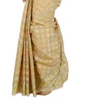Banarasi Silk Works Party Wear Designer Beige Colour Saree For Women's Bsw1186