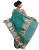 Banarasi Silk Works Party Wear Designer Green Colour Cotton Saree For Women's(bsw4)