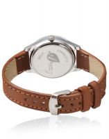 Arum Analog White Dial With Brown Leather Strap