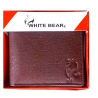 White Bear Men Stylish Tan Artificial Leather Wallet
