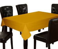 Lushomes Plain Lemon Chrome Holestitch 12 Seater Yellow Table Cover