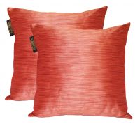 Lushomes Cream & Red Polyester Jacquard Cushion Covers Pack Of 2