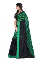 Aar Vee Black & Green Color Cotton Saree With Unstitched Blouse Rvg1101