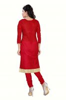 Shree vardhman Women's Red Chanderi Straight Unstiched Dress Material
