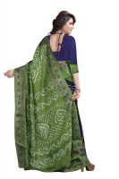 Pushty Fashion Light Green And Blue Bandhani Silk Cotton Saree Sc-mk-003