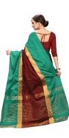 Ruchika Fashion Women's Cotton Silk Saree With Blouse Piece Material (code - Angi-peacockbluerani )