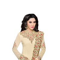 Bollywood Replica Designer Very Attractive  Cream Colour Embroidered Straight Cut Salwar Kameez