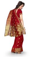 Holyday Womens Poly Cotton Self Design Saree, Red (tamasha_butti_red)