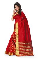 Holyday Womens Poly Cotton Self Design Saree, Red (tamasha_tilak_red)