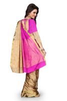 Holyday Womens Tassar Silk Self Design Saree, Pink (aura_rani_pink)