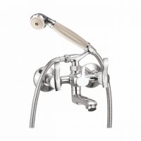 Oleanna Angel Brass Wall Mixer Telephonic With Crutch Silver Water Mixer