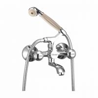 Oleanna Croma Brass Wall Mixer Telephonic With Crutch Silver Water Mixer