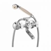 Oleanna Metro Brass Wall Mixer Telephonic With Crutch Silver Water Mixer