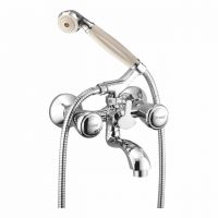 Oleanna Royal Brass Wall Mixer Telephonic With Crutch Silver Water Mixer