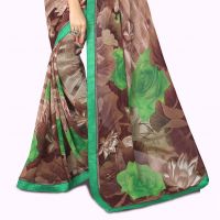 Kotton Mantra Women's Light Brown Georgette Fashion Saree