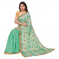 Kotton Mantra Women's Sea Green Crepe Silk Fashion Saree ( Kmsm101b )
