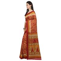 Kotton Mantra Red Silk Printed Designer Saree With Blouse Piece