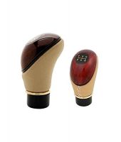 Autoright Type R Leatherette & Wooden Finished 5 Speed Manual Transmission Gear Beige Knob For Ford Fiesta Classic