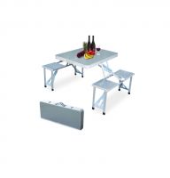 Mart And New Heavy Duty Aluminium Portable Folding Picnic Table & Chairs Set With Multicolor Umbrella