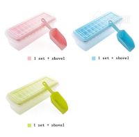 Kreativekudie 33 Cubes Plastic Ice Tray With Storage Box Spoon