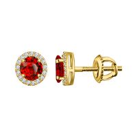 Silver Dew 925 Pure Silver Garnet Halo Screw Back Earring For Ladies & Girls In Rhodium Plated Sde041