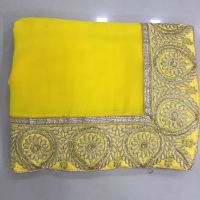 Palash Fashions Royal Looking Green And Yellow Color Georgette Fancy Designer Saree (product Code - Pls-ts-9698)