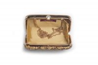 Rysha Gold Color Hand Embroidered Pu Clutch For Women