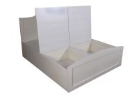 White Queen Size Textured Bed With Storage