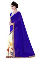Shree Mira Impex Blue Embroidered Saree Sari With Blouse Piece (mira-87)