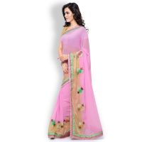 Shree Mira Impex Pink Georgette Saree Sari With Blouse Piece (mira-05)