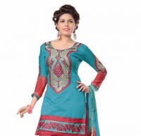 Shree Mira Impex Sky Blue Embroidered Cotton Salwar Suits Dress Material (smix-110)
