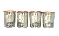 4 Luxury Steel Copper Glass 350 Ml Each