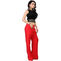Vedik Style Womens Solid Red Regular Fit Palazzos(code-pz0104-r)